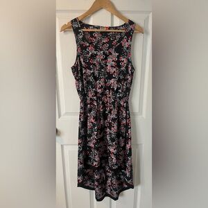 ONLY Floral Sleeveless Dress Black Coral Grey Flowers Size 38 (M) Fit & Flare